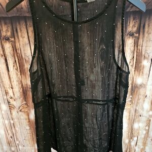 Old Navy Black Sheer Sleeveless Top with Dots